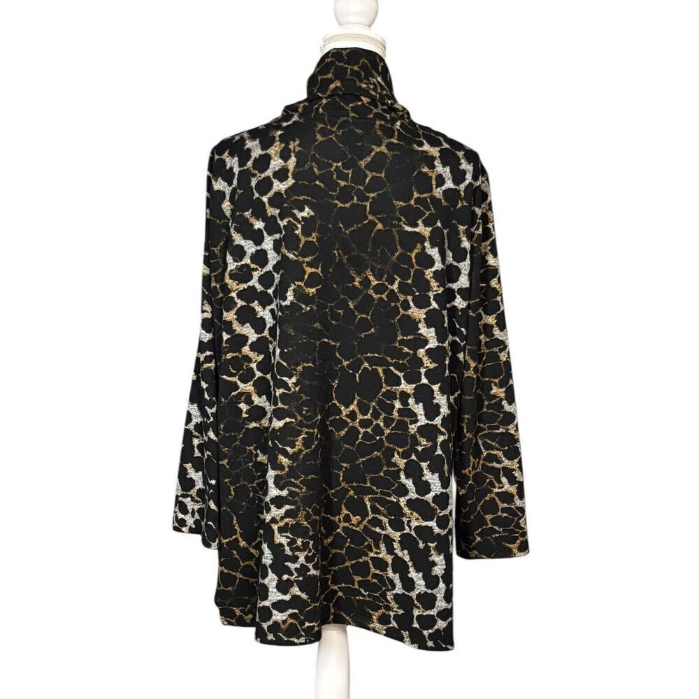 Ali Miles Knit Sweater Size 1X Cowl Neck Animal Print Artsy Boho Long Sleeve - Picture 3 of 10